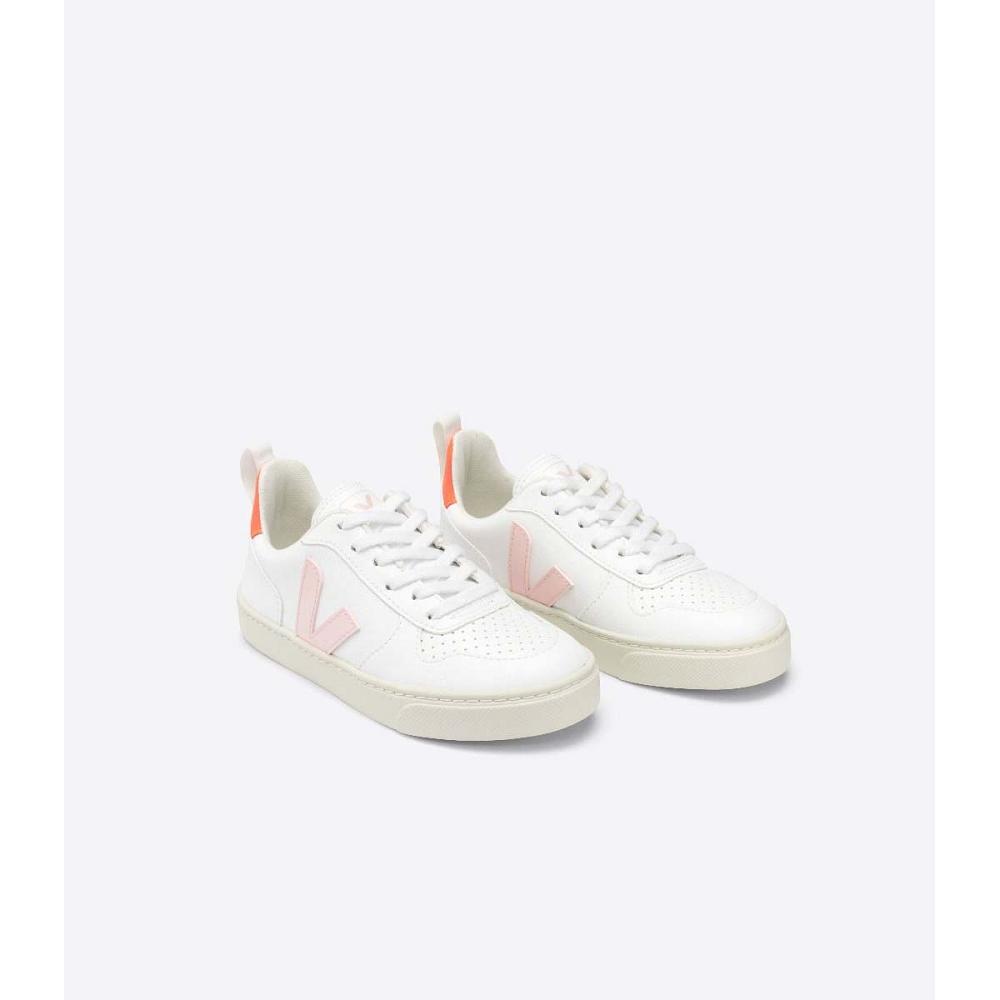 Veja V-10 LACE CWL Kids' Shoes White/Orange | CA 790EBC